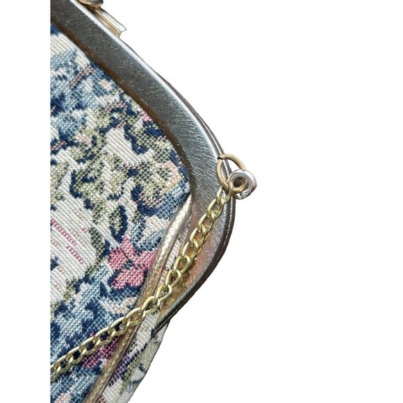 Vintage JR Miami Petite Point Tapestry Clutch Evening Bag Chain Handle 1950 - Picture 11 of 14
